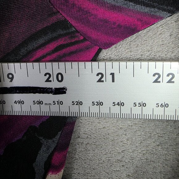 Womens AGB Purple Black Abstract Print Dress V-Neck 3/4 Sleeve Polyester Size 14 - Picture 5 of 8